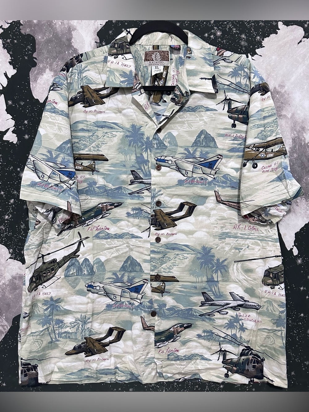 Kalaheo Hawaiian Style Army Planes Button Shirt
